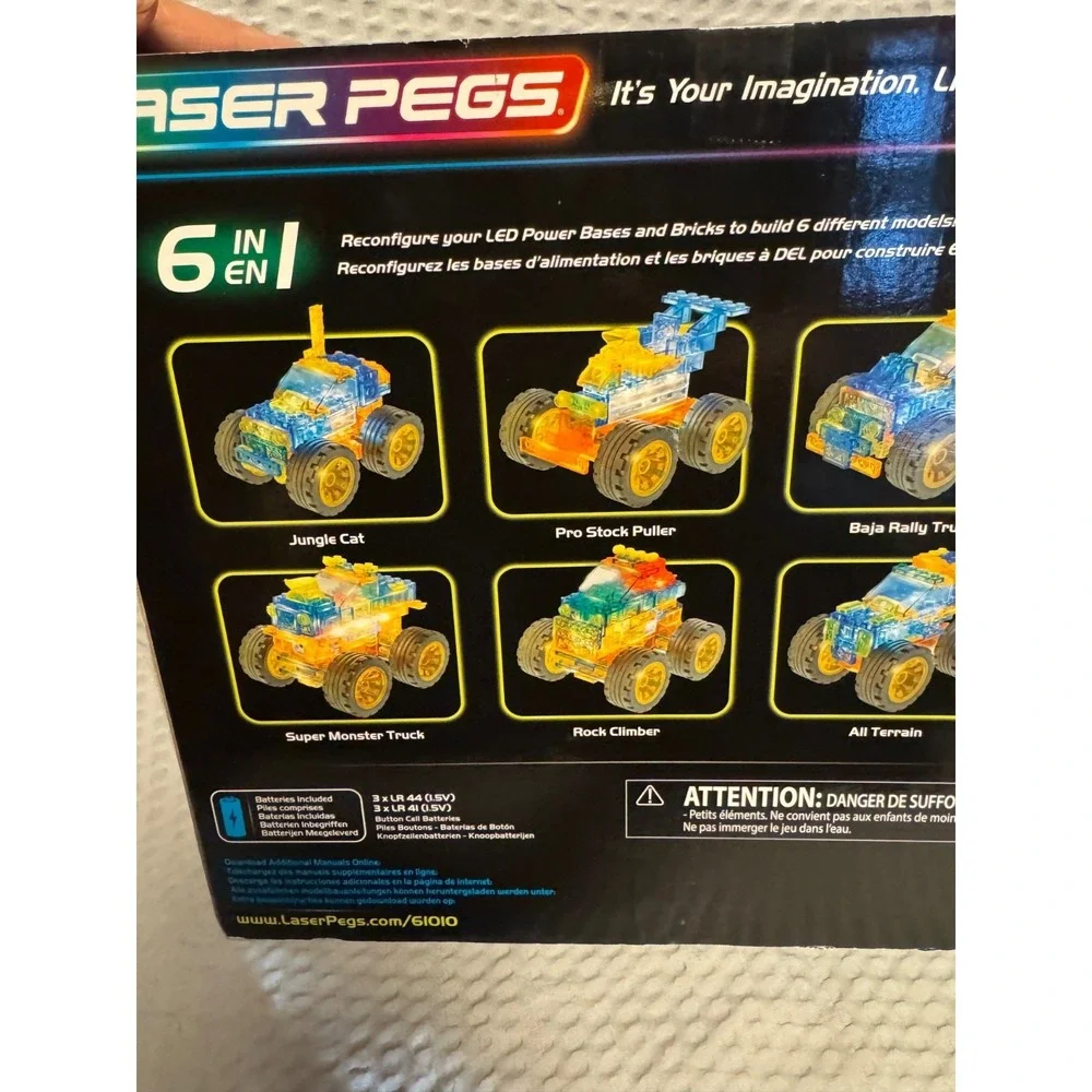 Laser Pegs Super Monster Truck 6-in-1 LED Lighted Building Set 61010 New Sealed